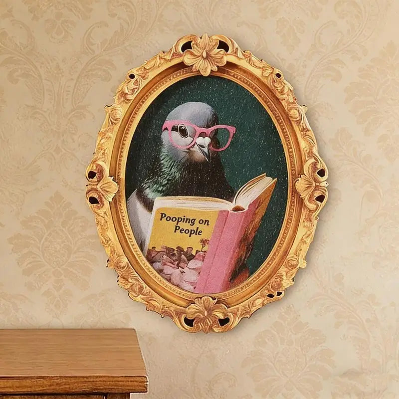 Wooden Reading Pigeon Magnetic Fridge Sticker – Home Decor