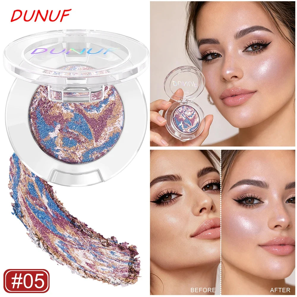 DUNUF Marbled Baked Highlighter Palette – Shimmer Contour Powder