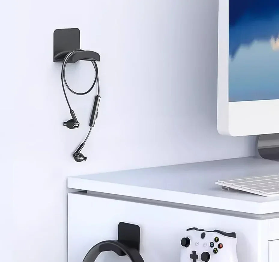 No-Drill Headphone Hanger Desk Stand with Cable Clips