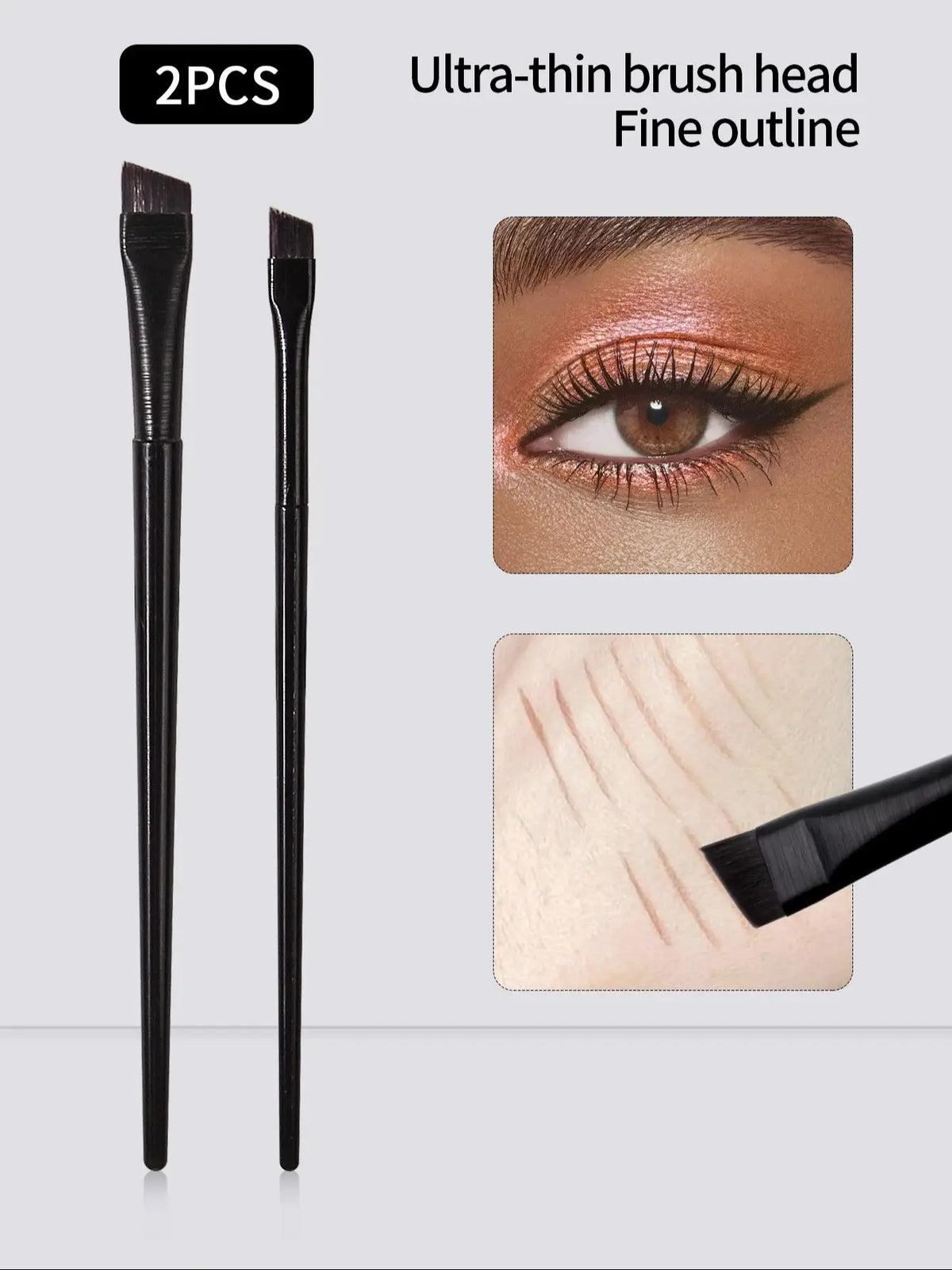Ultra Thin Blade Eyeliner & Eyebrow Brush Set – 2pc Precision