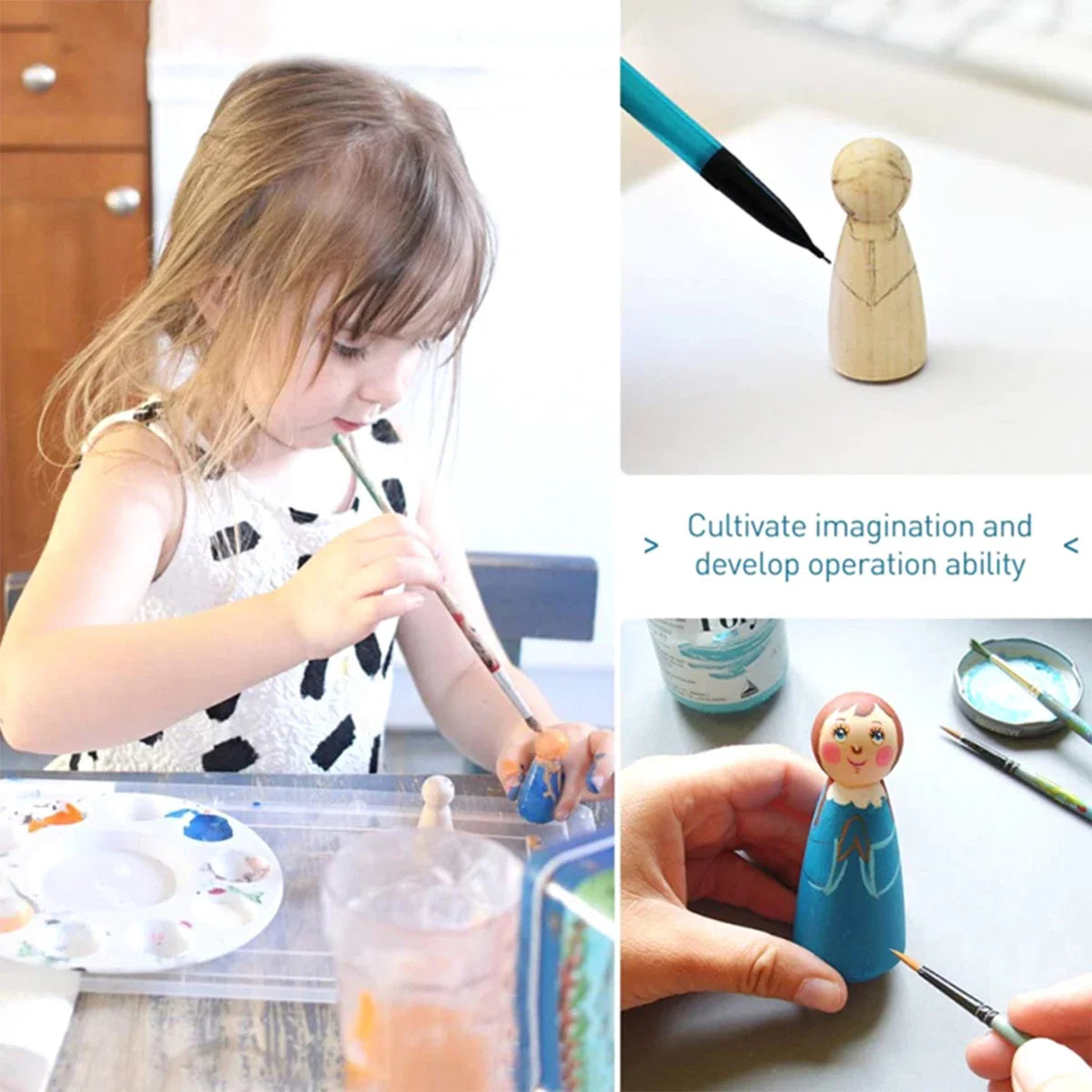 Wooden Peg Dolls Unpainted Unfinished DIY Figures 5/10/20 Pcs