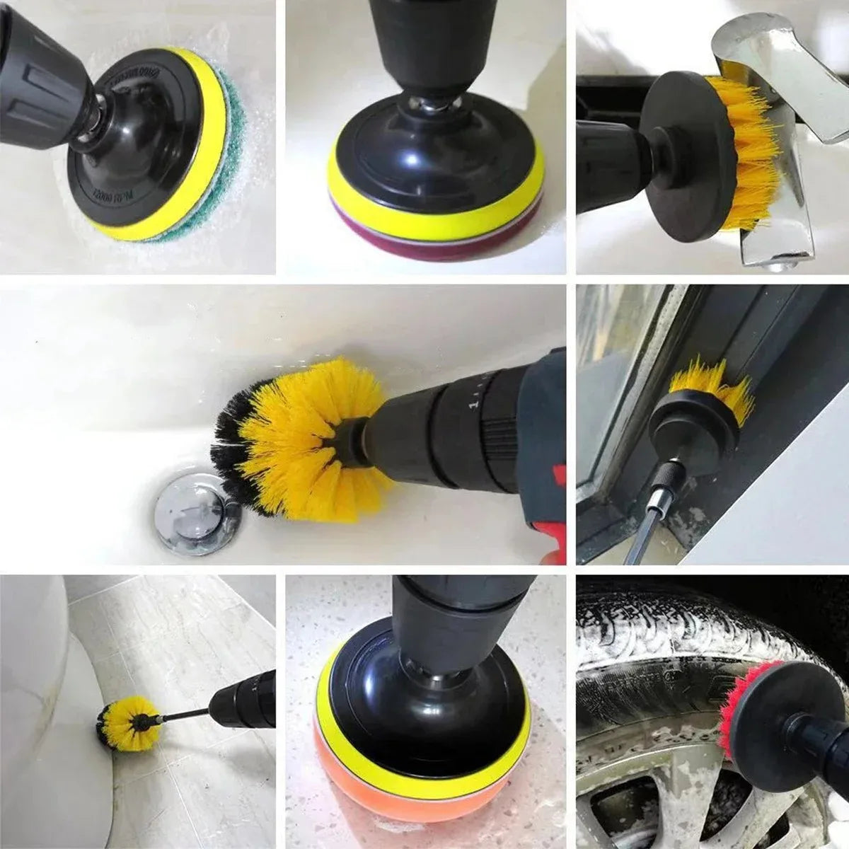 Power Drill Brush Attachment Kit – Electric Scrubber Set