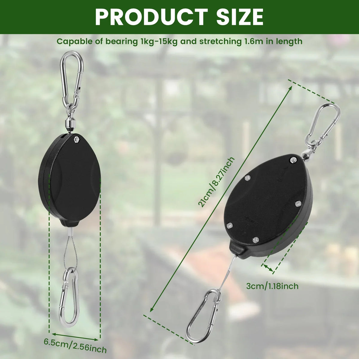 2-Pack Retractable Plant Pulley Hooks – Auto Lock Heavy Duty