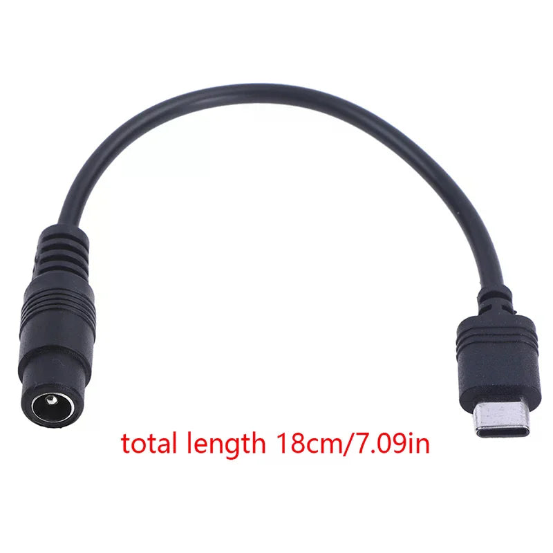 USB Type-C to DC 5.5x2.1mm Female Power Adapter Cable 18cm