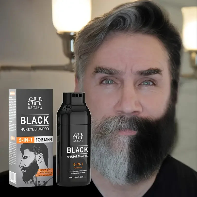 Sevich Black Beard Coloring Shampoo 250ml – Instant Dye Men