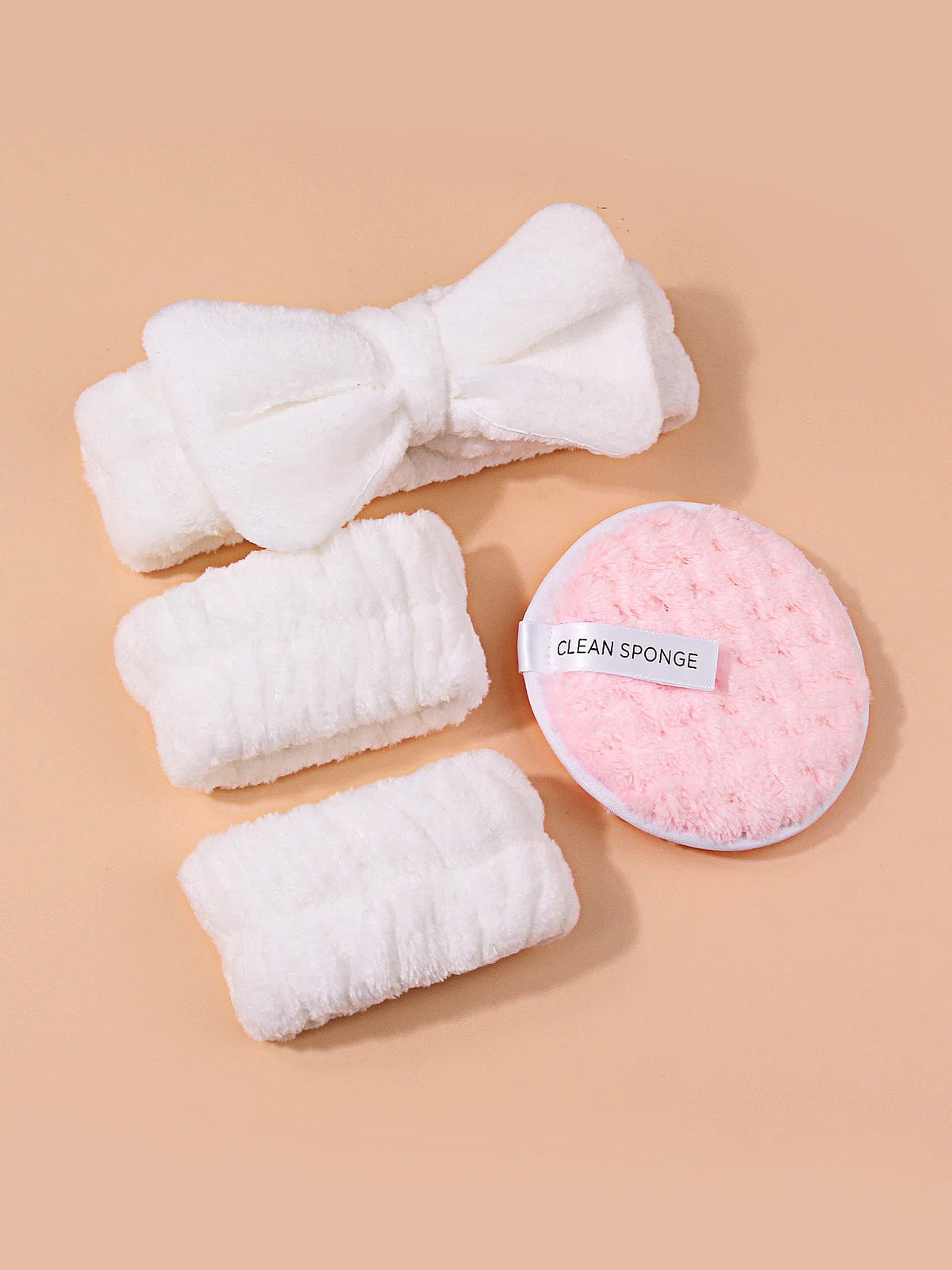 Spa Skincare Set – Bow Headband, Wristbands & Reusable Pads