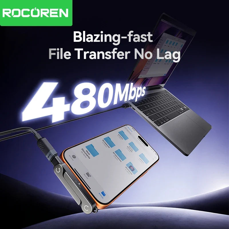 Rocoren 240W USB-C OTG Adapter & Foldable Stand | PD 3.1