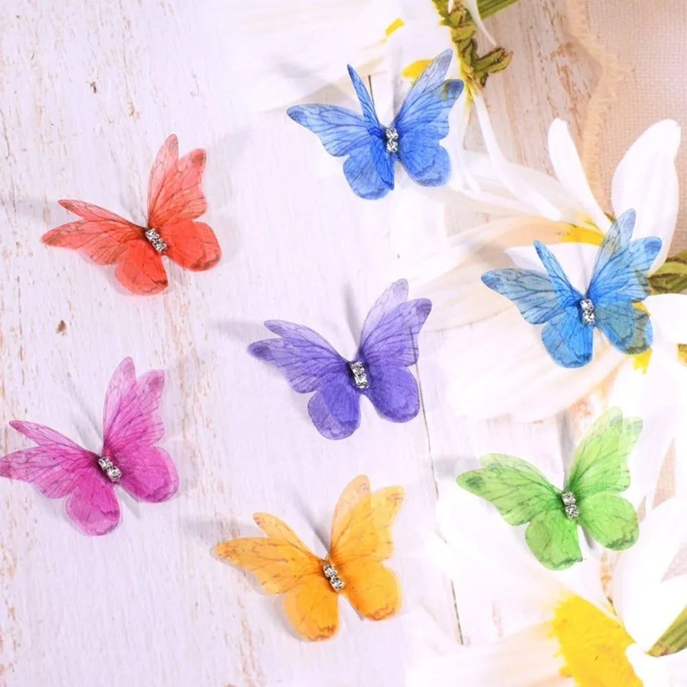 50Pcs 3D Organza Butterfly Appliques – Colorful Mesh Patches