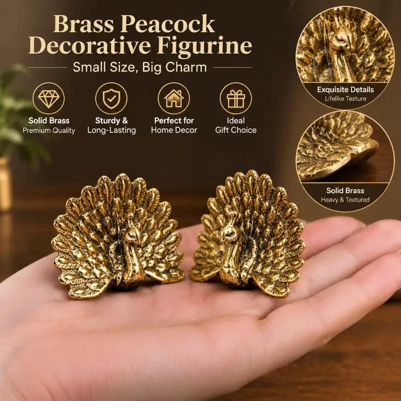 Vintage Peacock Figurine Antique Brass Statue – Home Decor