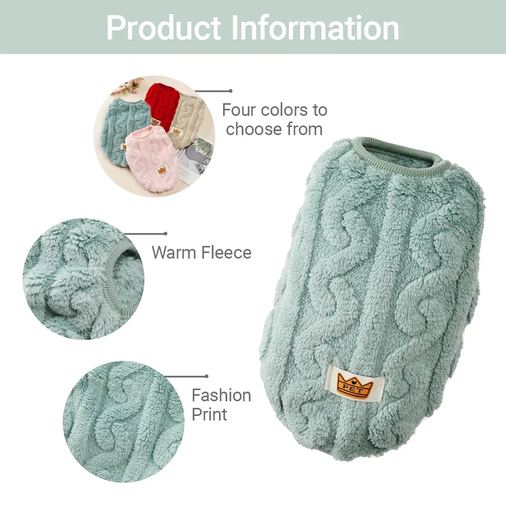 Soft Fleece Pet Vest Sweater – Small Dogs & Cats Winter Pullover