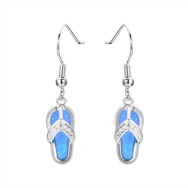 White Simulated Opal Stud Earrings – Lead & Nickel Free