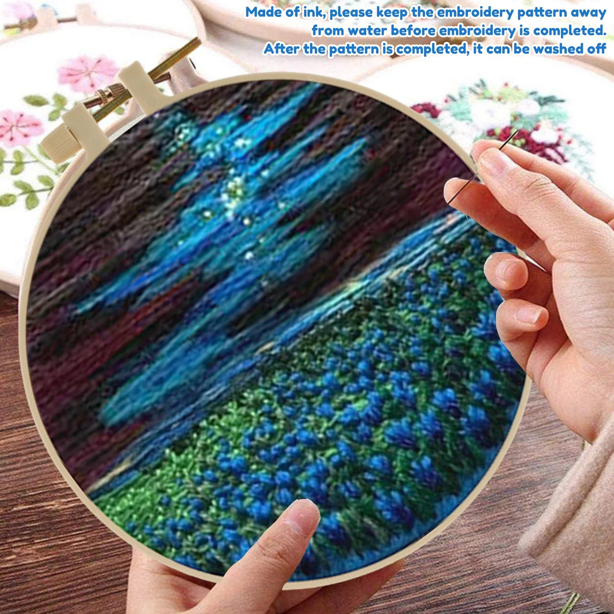 4-Piece Embroidery Starter Kit – Stamped Pattern & Hoop Set