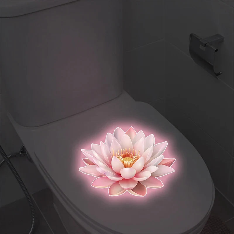 Luminous Lotus Toilet Seat Sticker – Glow-in-Dark PVC Decal