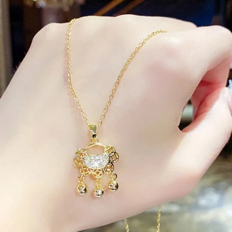 Women's Gold Micro-Paved Cubic Zirconia Pendant Necklace