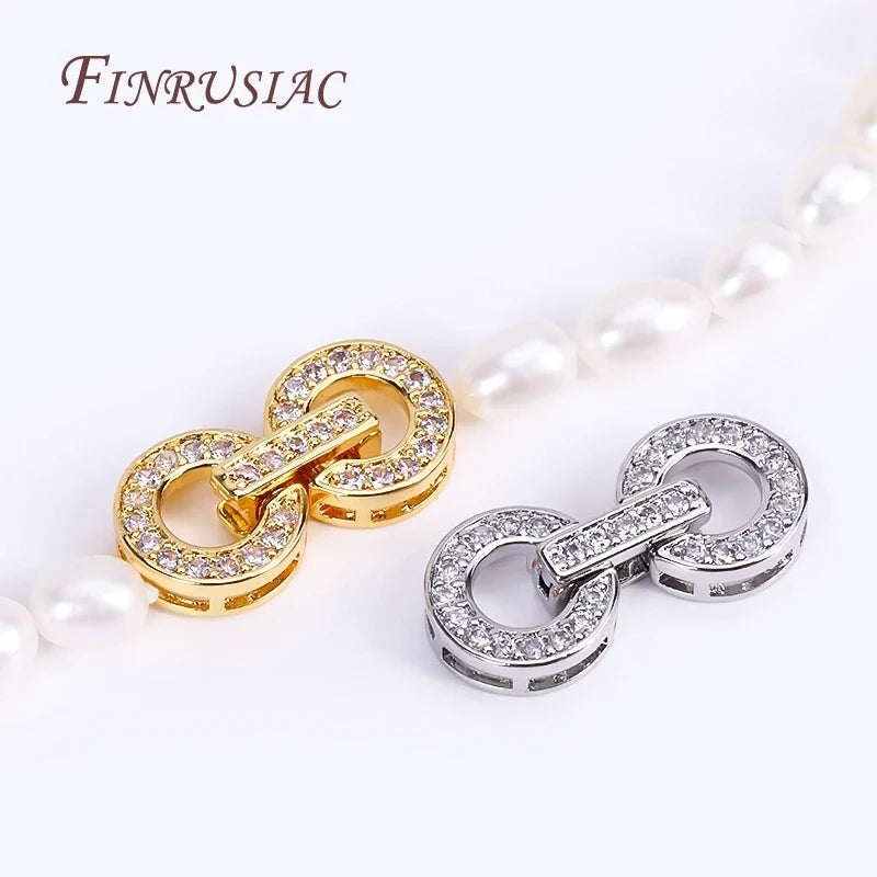18K Gold Plated Zircon Round Clasp 11x24mm | DIY Jewelry