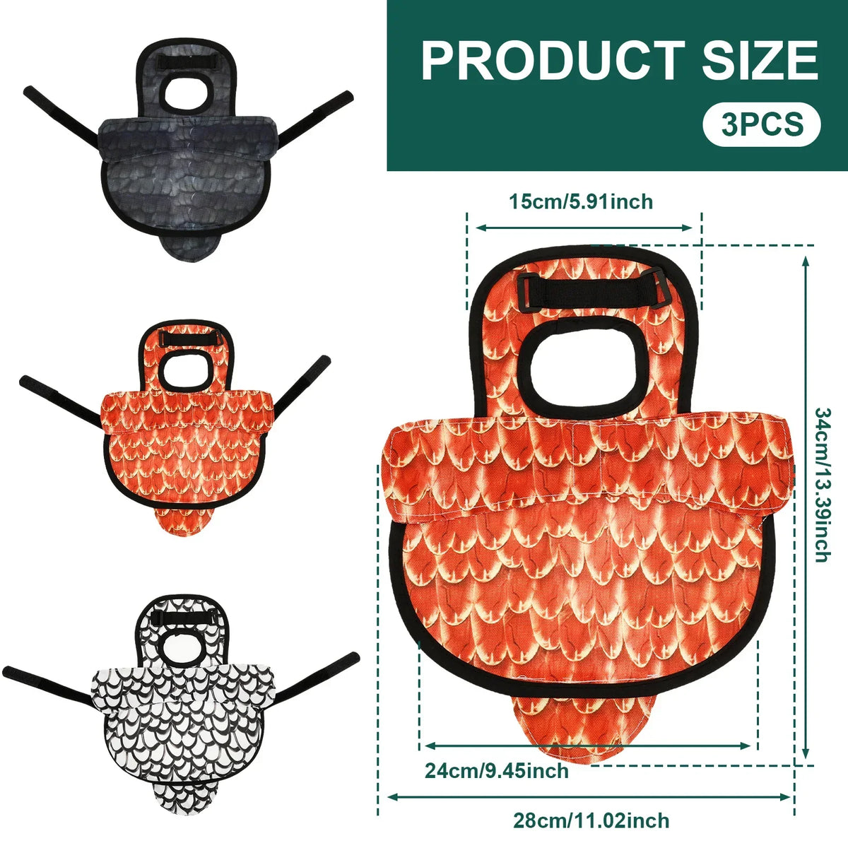 3-Pack Waterproof Chicken Saddle Apron – Adjustable Hen Protector