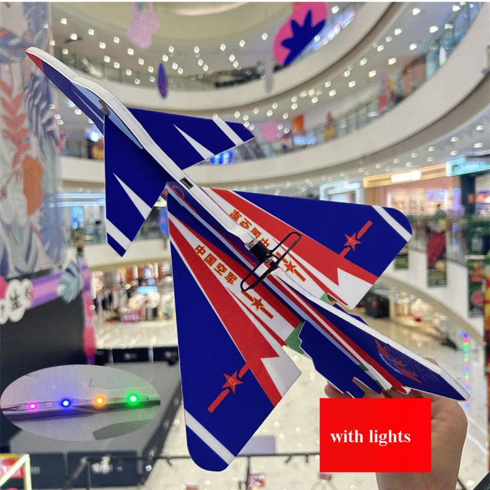 Kids EVA Foam Glider Airplane Toy with LED Lights & Wheels