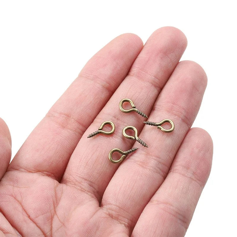 100pcs Mini Screw Eye Pins Eyelets Gold Silver Jewelry Findings DIY