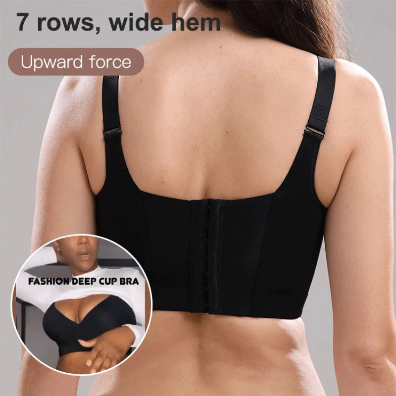 Women's Wireless Full Cup Push Up Bra – 7-Row Hook Support