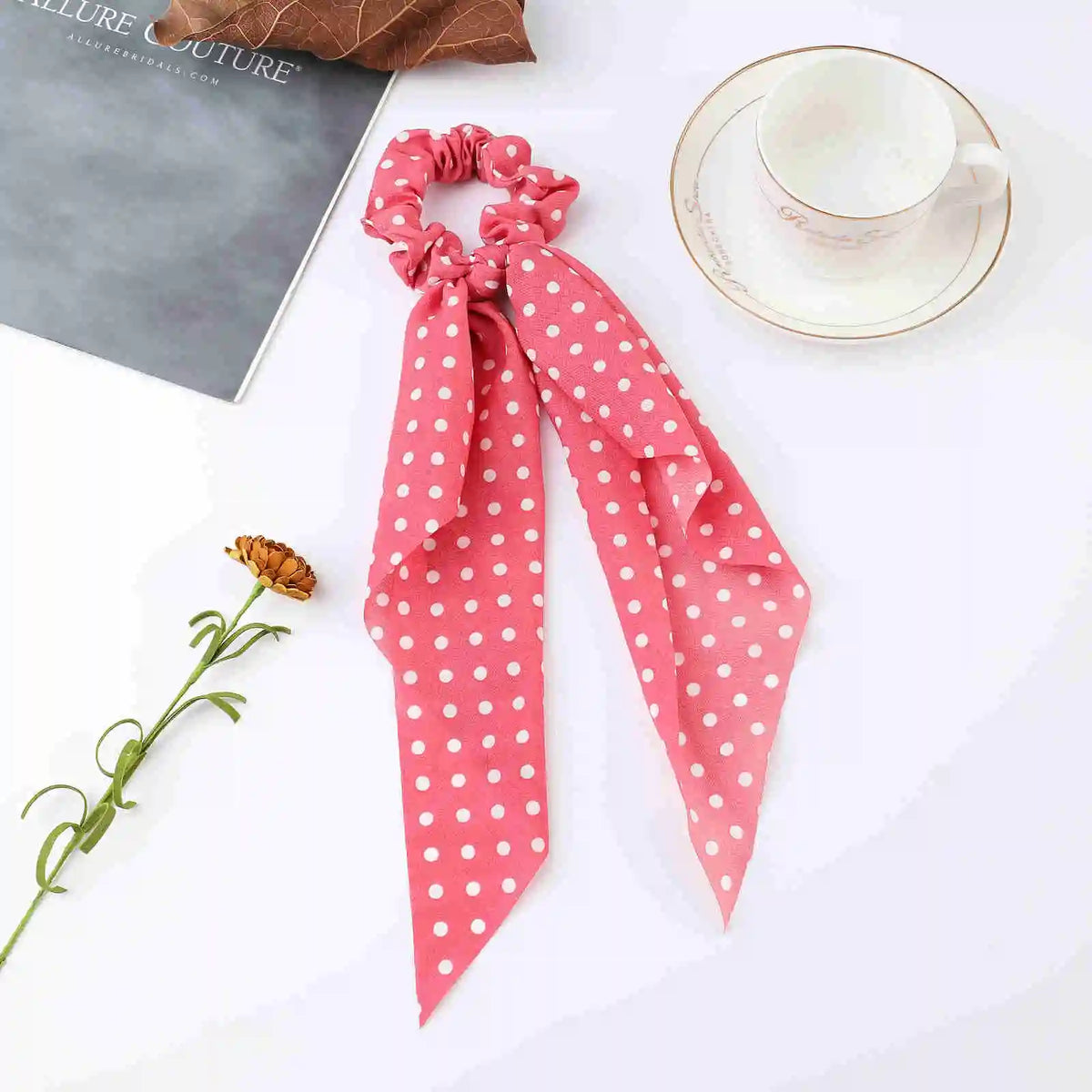 Korean Polka Dot Scrunchies – Women's Elastic Hair Ties & Scarf