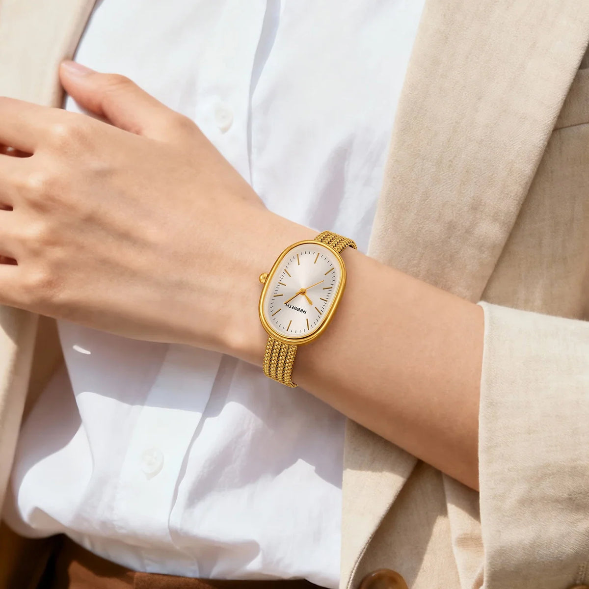 REBIRTH Women's Elegant Quartz Watch | Stainless Steel Band