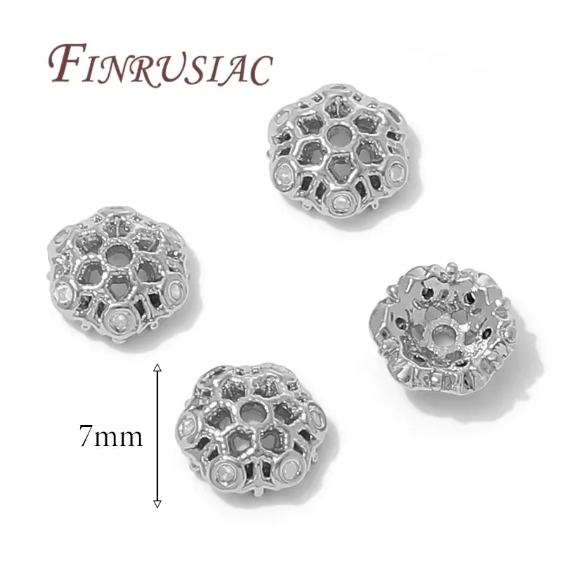 8.5mm Zircon Flower Bead Caps – 18K Gold Plated Brass DIY Jewelry