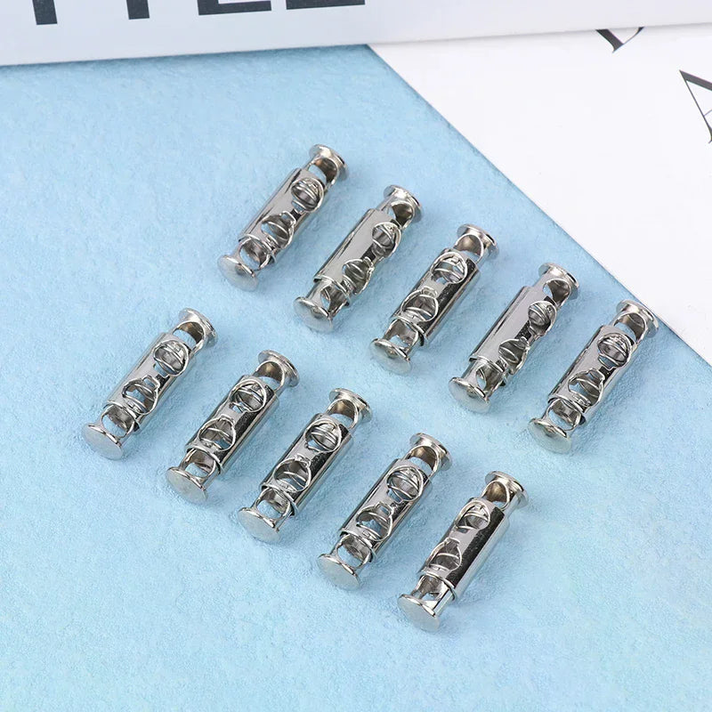 10Pcs Double Hole Metal Spring Buckles – Elastic Cord Locks