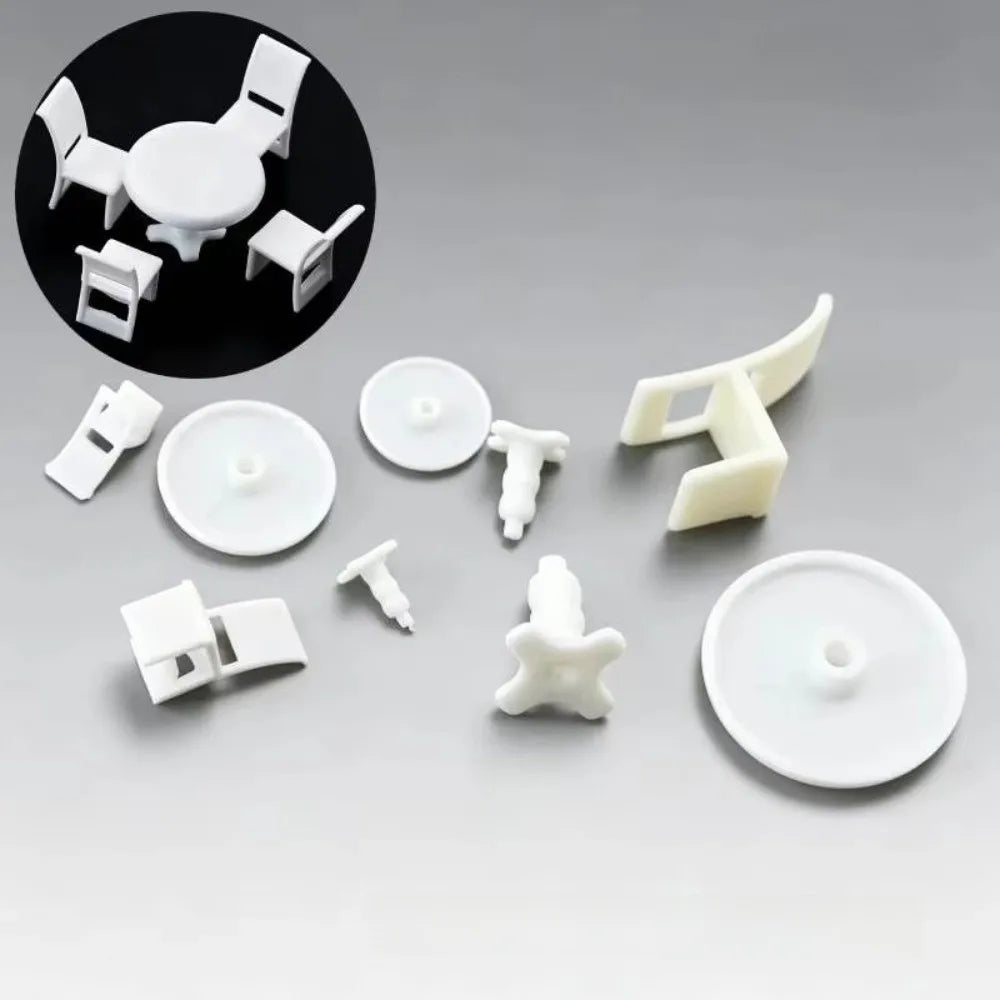 Miniature Table & Chair Set 1:50 Scale – Unpainted DIY Model Kit