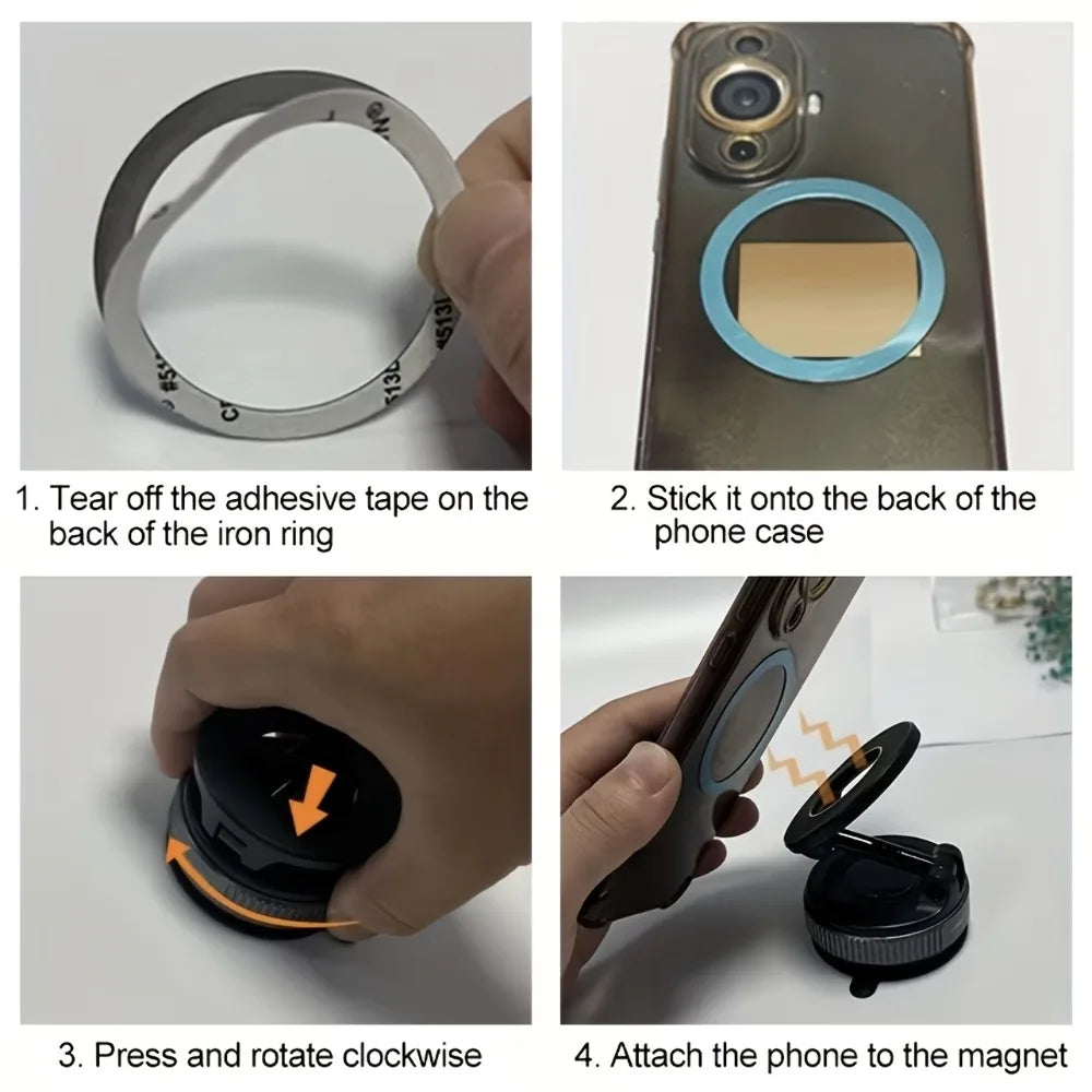 Metal Magnetic Phone Tablet Stand Foldable 360° Desk & Car Mount