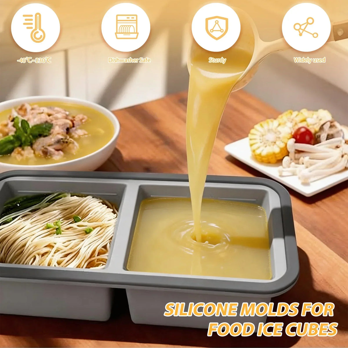 Silicone Freezer Mold with Lid – 2/4 Grid Food Tray 2-Pack