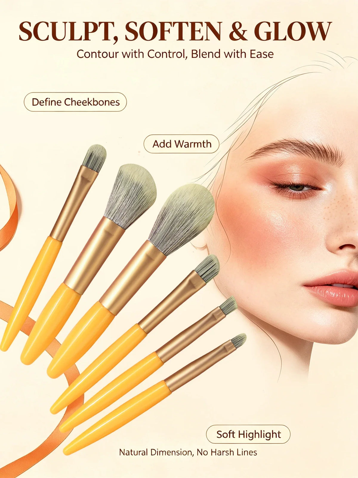 8-Piece Mini Makeup Brush Set – Foundation, Blush & Eye Shadow