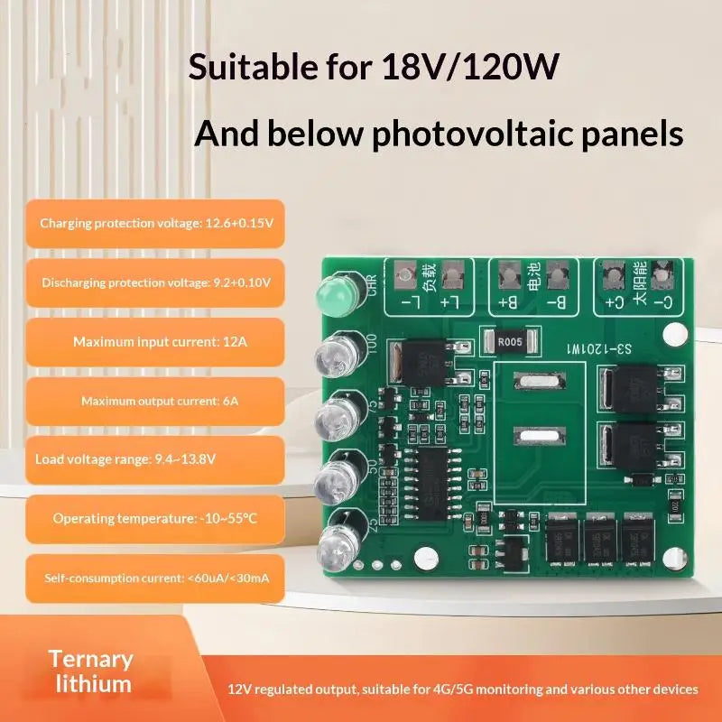 12V 12A Solar Charge Controller – Lithium Battery Charging Board