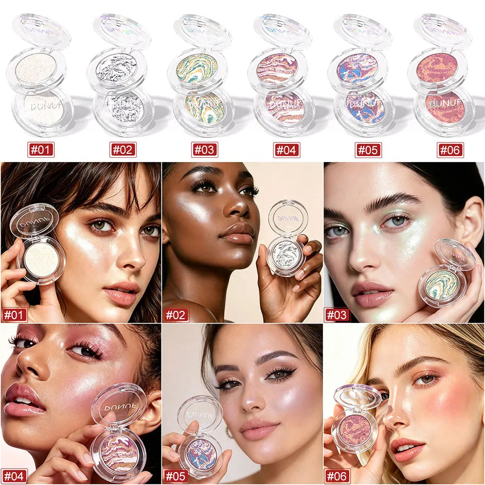 DUNUF Marbled Baked Highlighter Palette – Shimmer Contour Powder