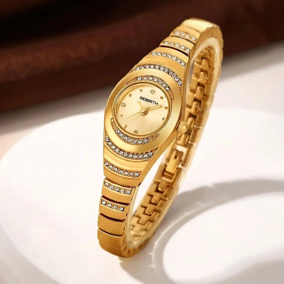 REBIRTH Vintage Oval Diamond Women's Quartz Watch | Steel Band