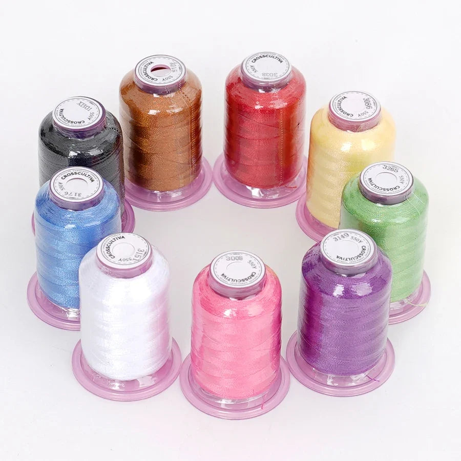9-Color Embroidery Thread Set – 550 Yards Polyester Floss
