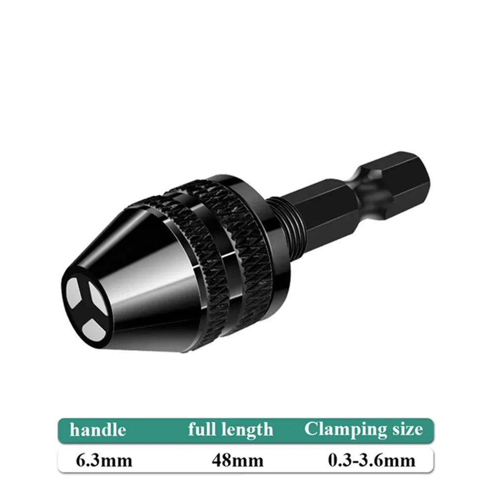 Mini Keyless Drill Chuck 1/4" Hex Shank Quick Change Adapter