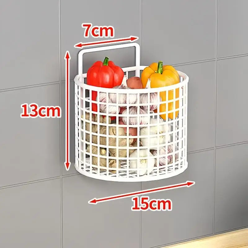 Wall Mounted Kitchen Wire Basket Rack 1/2/3 Grid Organizer