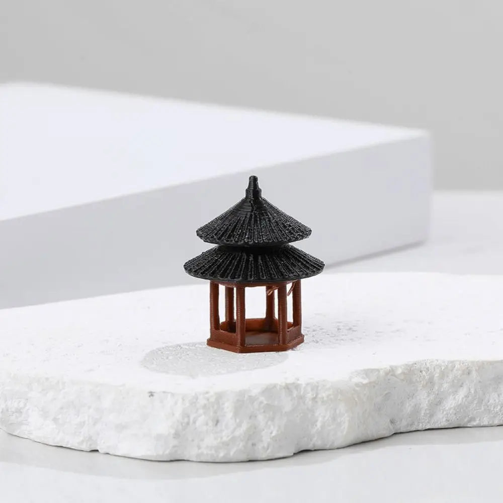 Miniature Hexagonal Pagoda Figurine – Micro Landscape Decor