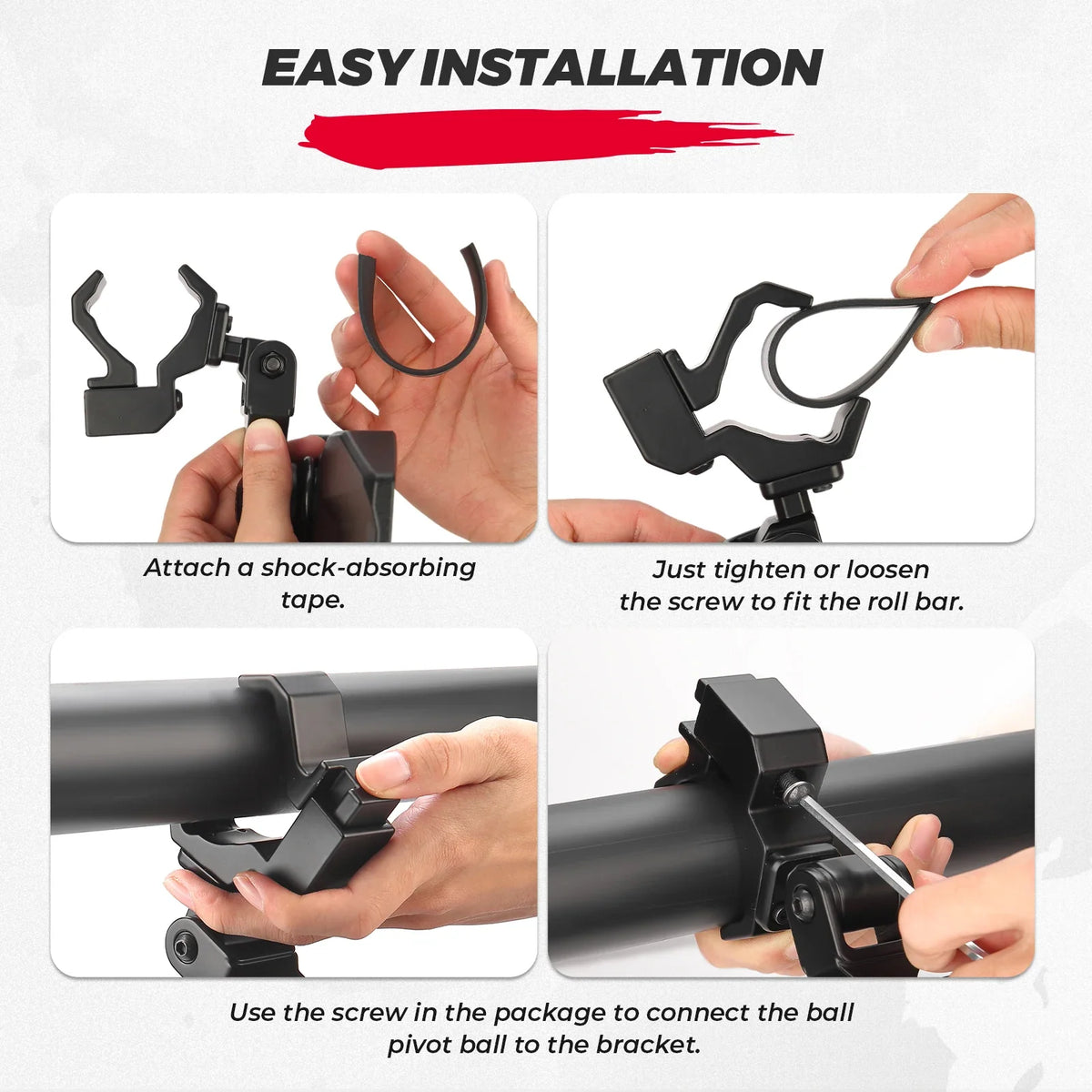 UTV Center Mirror Adjustable Clamp for 1.5"–2" Roll Cage
