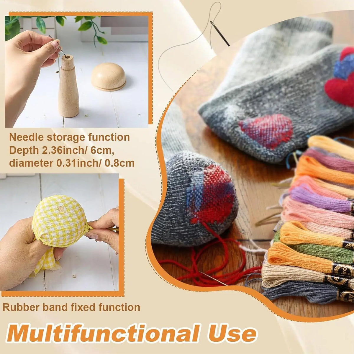 Mushroom Darning Loom Kit – Wood Weaving Fabric Repair Set