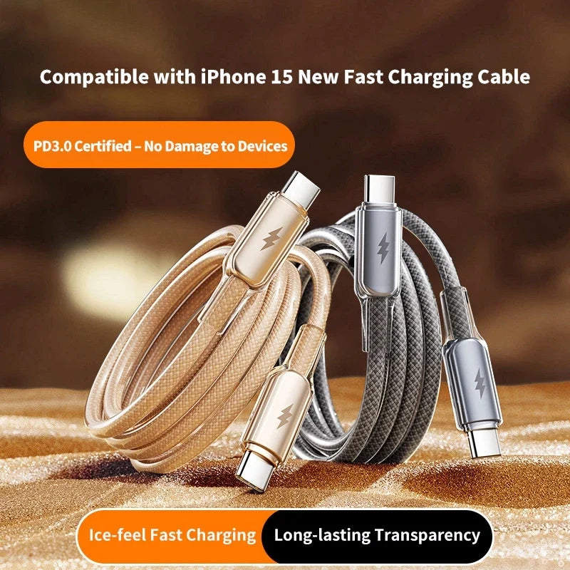 6A 100W Braided USB-A to USB-C Fast Charging Cable 480Mbps