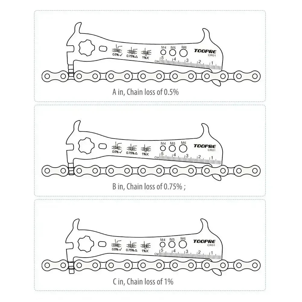 TOOPRE 6-in-1 Bike Chain Wear Checker Multi-Function Tool