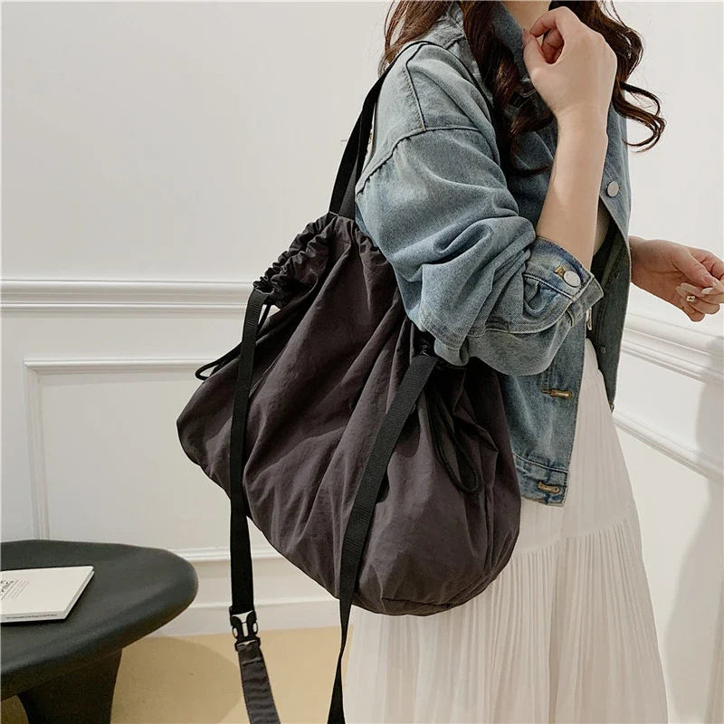 Japanese Style Oxford Tote Crossbody Shoulder Bag | Large