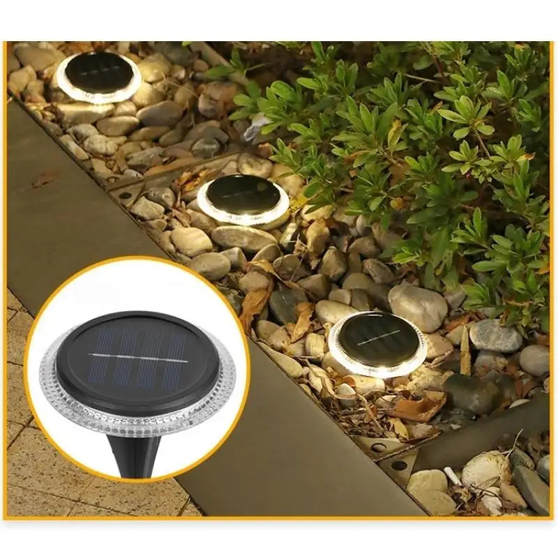 Solar Ground Light 8 LED Warm Waterproof Garden Path Lamp