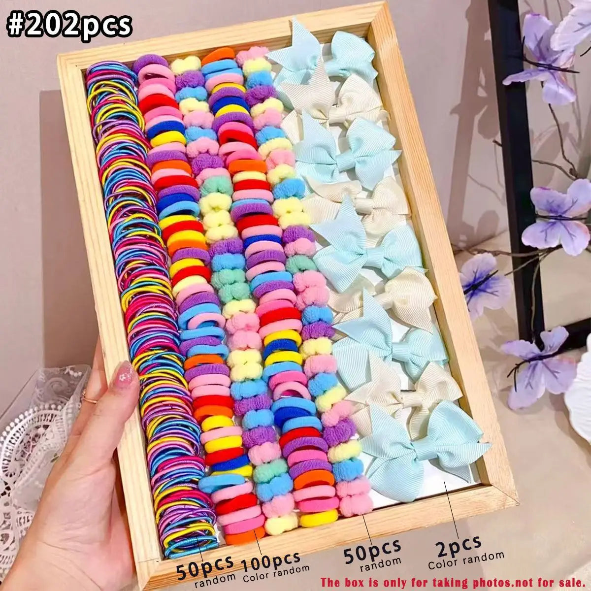 850PCS Girls Grosgrain Ribbon Hair Ties & Elastic Hair Bands