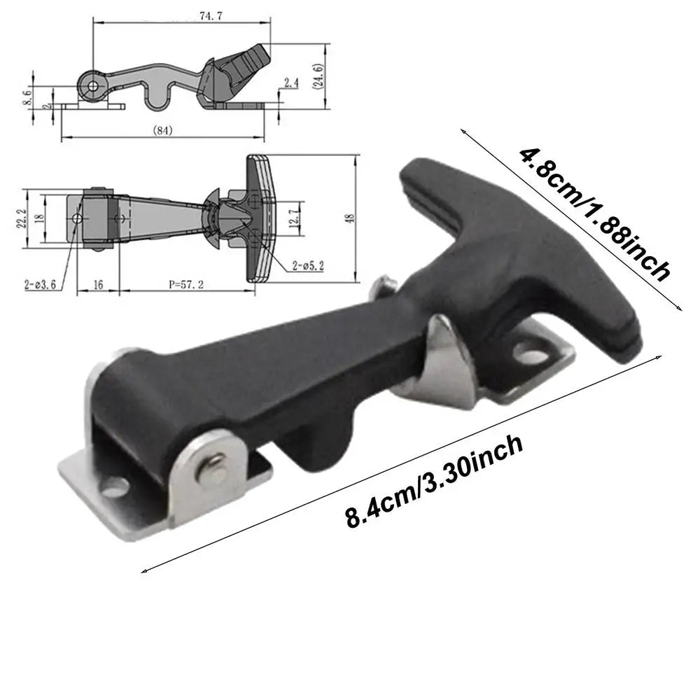 Rubber Hood Catch with Bracket 2pcs – Stainless Steel T-Handle