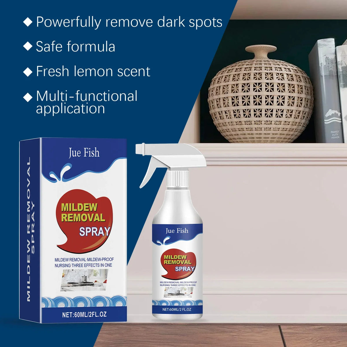 Jue-Fish Mold Remover Spray 60ml – Tiles, Kitchen & Bath
