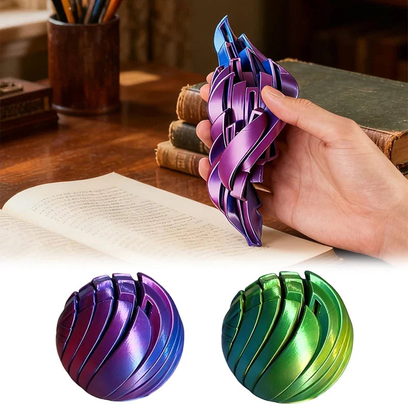 3D Printed Twistsphere Fidget Ball – Rotating Gear Flow Toy