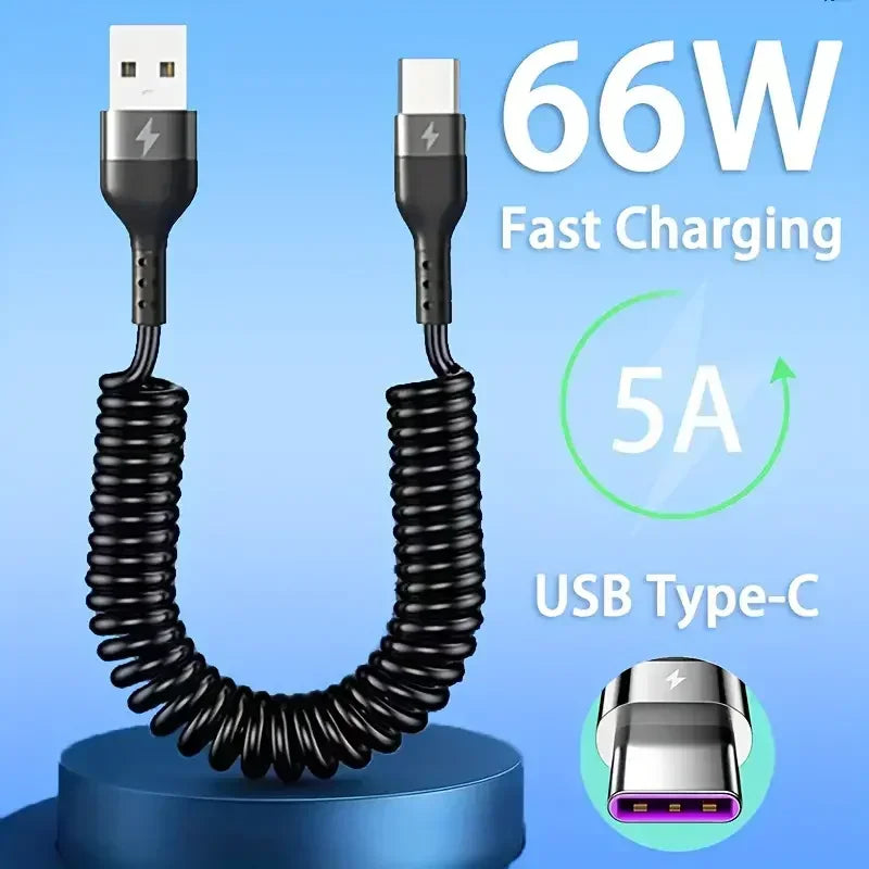 66W Retractable USB-C Fast Charging Cable 5A | 1M–2M