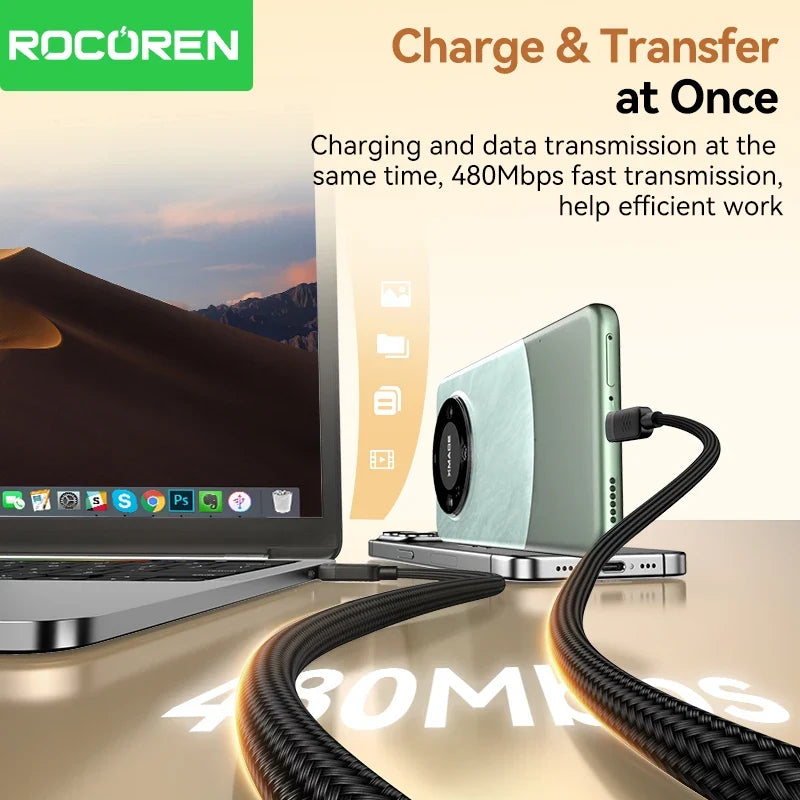 Rocoren 240W USB-C Cable PD3.1 Fast Charging – iPhone & MacBook